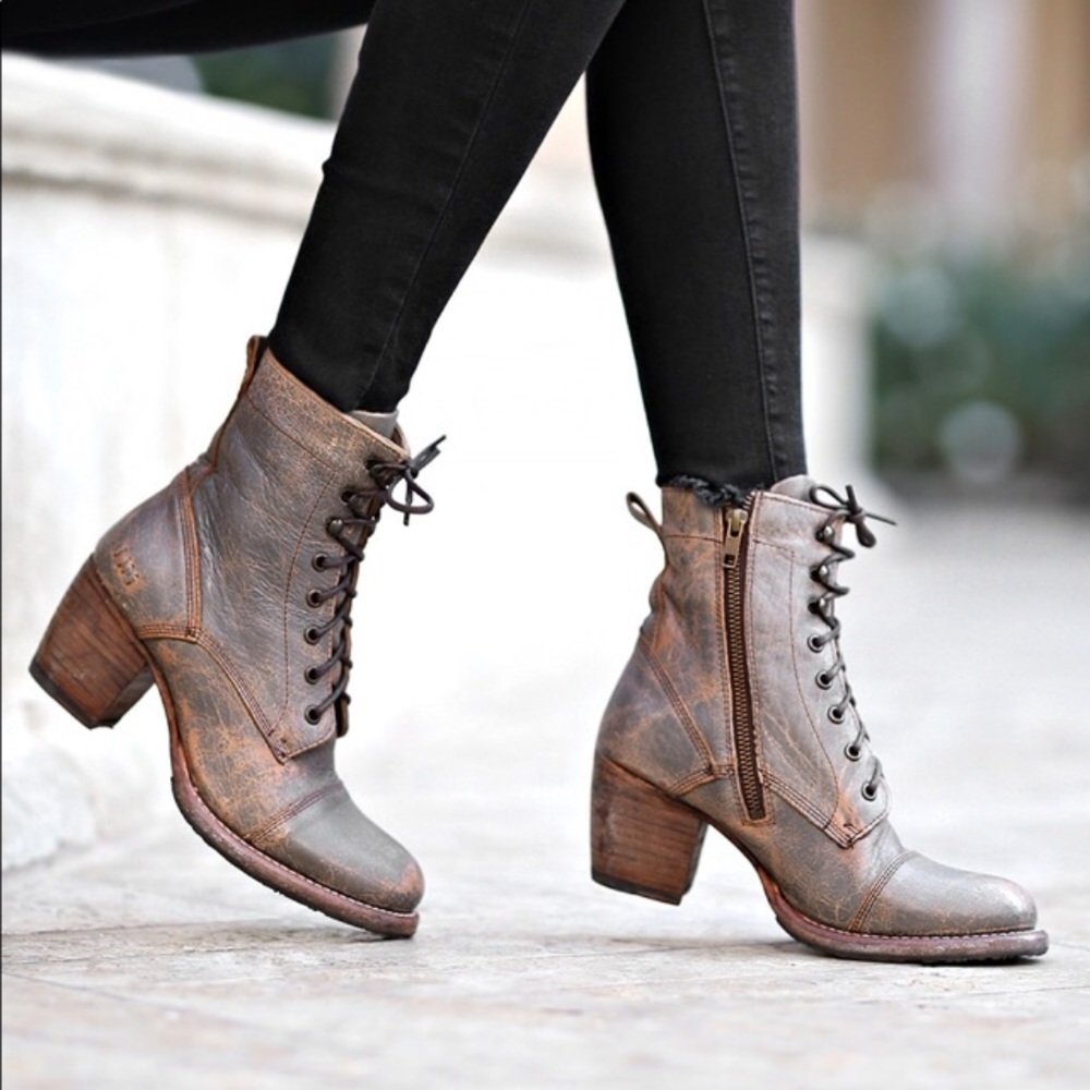 New! Bed Stu Judgement Smoke Grey Lace-Up Boots